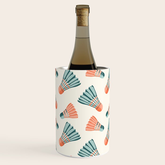 Orange and teal vintage badminton shuttlecocks Wine Chiller Gallery Image 3