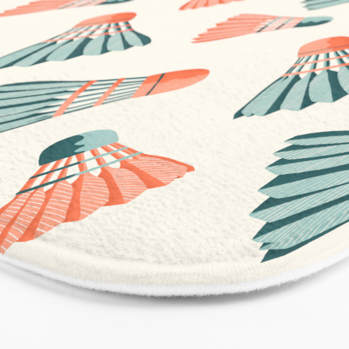 Orange and teal vintage badminton shuttlecocks Bath Mat Gallery Image 3