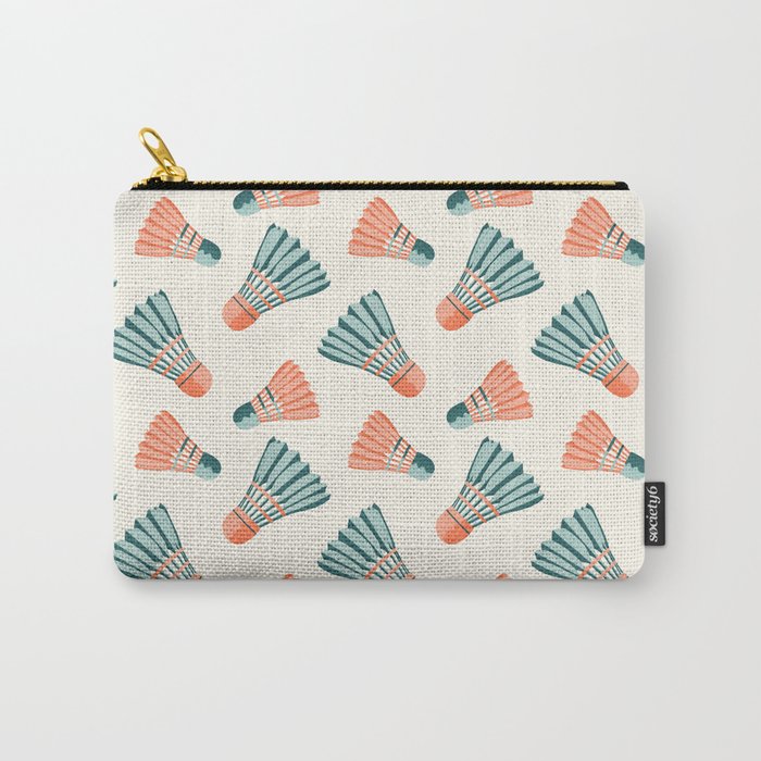 Orange and teal vintage badminton shuttlecocks Carry All Pouch Gallery Image 1