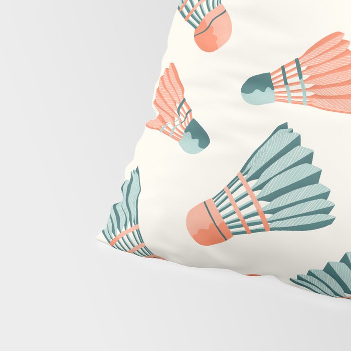 Orange and teal vintage badminton shuttlecocks Pillow Sham Gallery Image 4