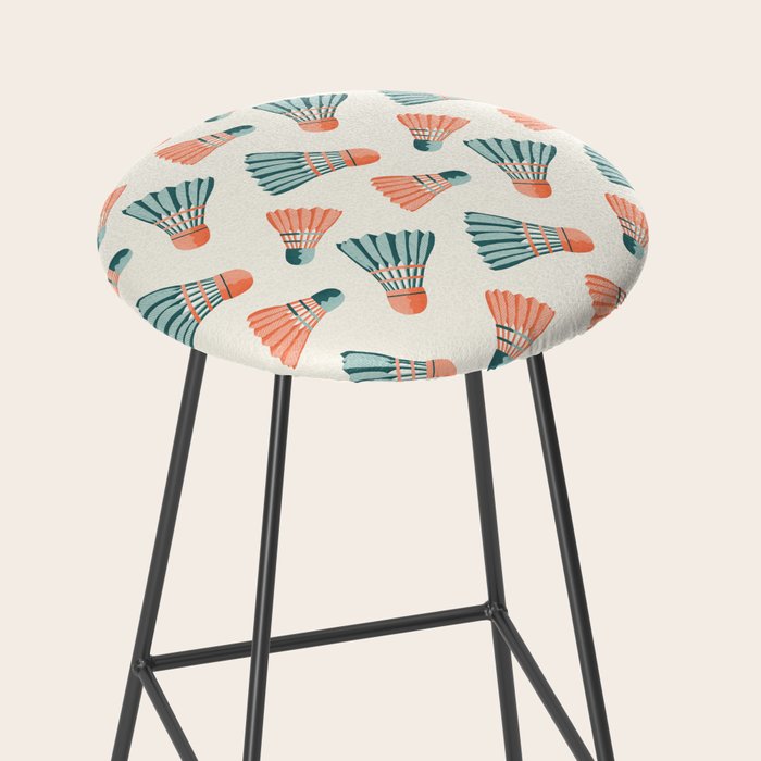Orange and teal vintage badminton shuttlecocks Stool Gallery Image 2