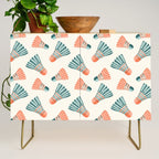 Orange and teal vintage badminton shuttlecocks Credenza Gallery Image 1