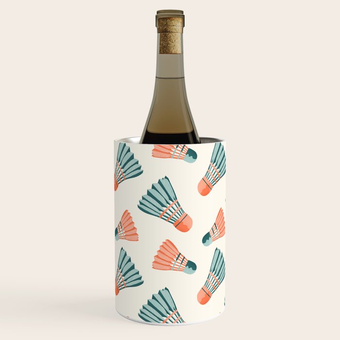 Orange and teal vintage badminton shuttlecocks Wine Chiller Gallery Image 1
