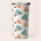 Orange and teal vintage badminton shuttlecocks Travel Mug Gallery Image 2