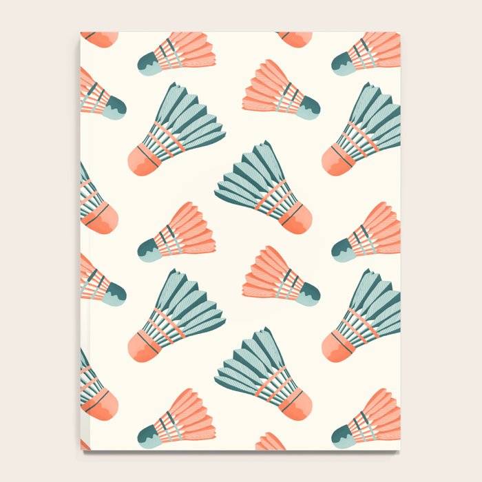 Orange and teal vintage badminton shuttlecocks Notebook Gallery Image 4