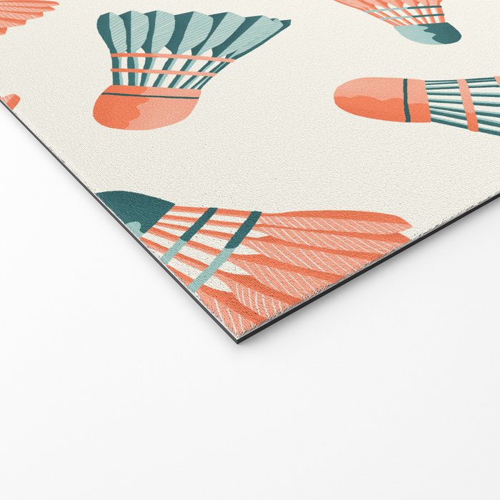 Orange and teal vintage badminton shuttlecocks Welcome Mat Gallery Image 2