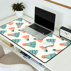 Orange and teal vintage badminton shuttlecocks Desk Mat Gallery Image 2