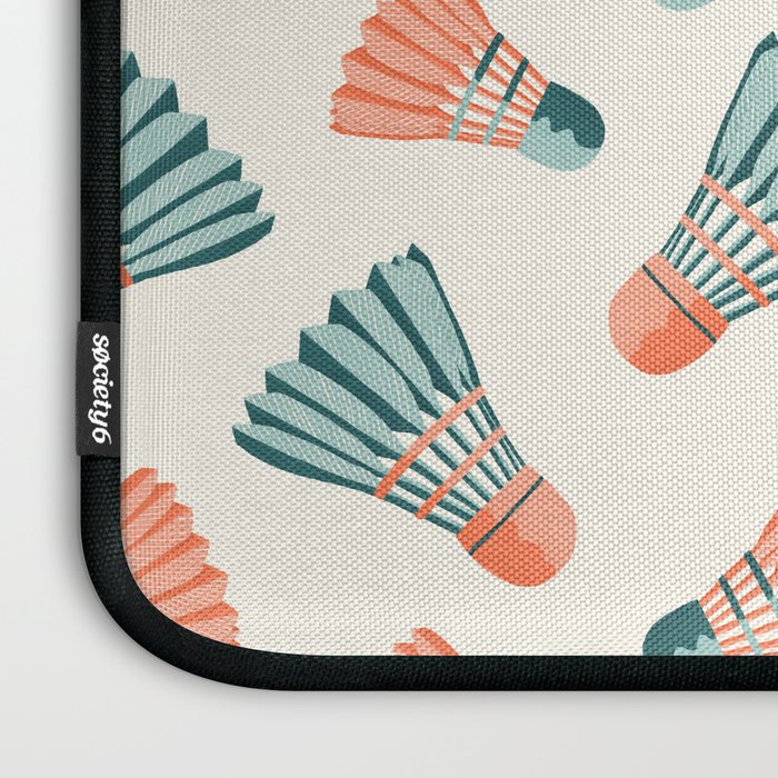 Orange and teal vintage badminton shuttlecocks Laptop Sleeve Gallery Image 3