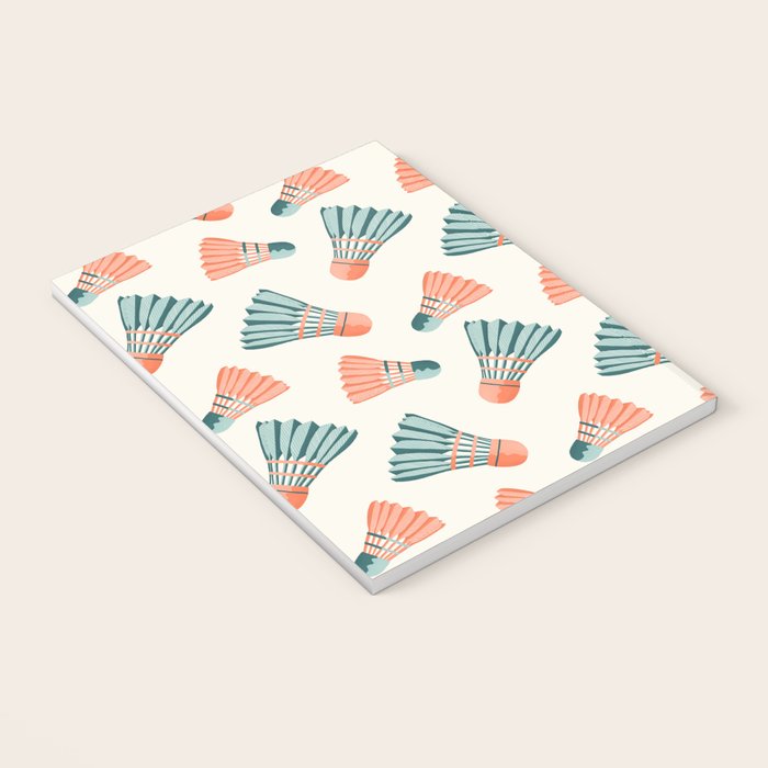 Orange and teal vintage badminton shuttlecocks Notebook Gallery Image 3