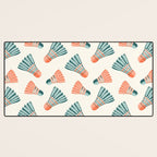Orange and teal vintage badminton shuttlecocks Desk Mat Gallery Image 3
