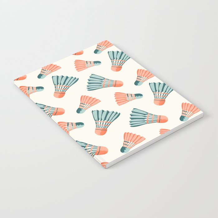 Orange and teal vintage badminton shuttlecocks Notebook Gallery Image 2