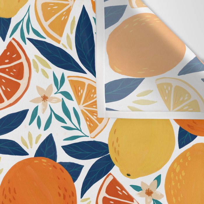 Citrus Fruits - Blue and Orange Wall Tapestry Gallery Image 3