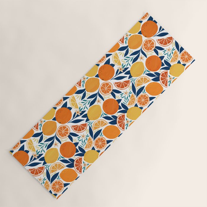 Citrus Fruits - Blue and Orange Yoga Mat Gallery Image 1