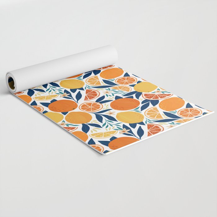 Citrus Fruits - Blue and Orange Yoga Mat Gallery Image 2