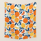Citrus Fruits - Blue and Orange Wall Tapestry Gallery Image 4