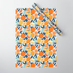 Citrus Fruits - Blue and Orange Wrapping Paper Gallery Image 1