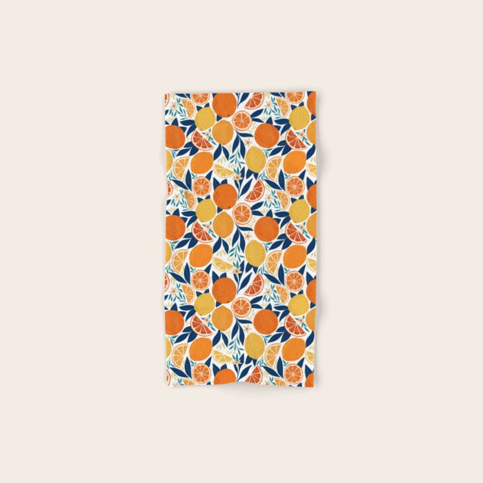Citrus Fruits - Blue and Orange Bath Towel Gallery Image 1