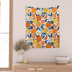 Citrus Fruits - Blue and Orange Wall Tapestry Gallery Image 2