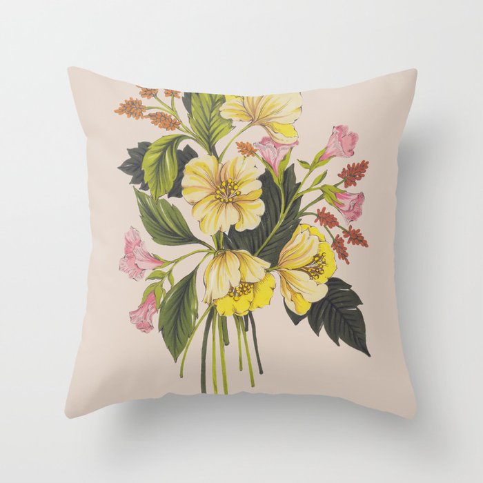 Yellow Flower bunch Throw Pillow Gallery Image 1