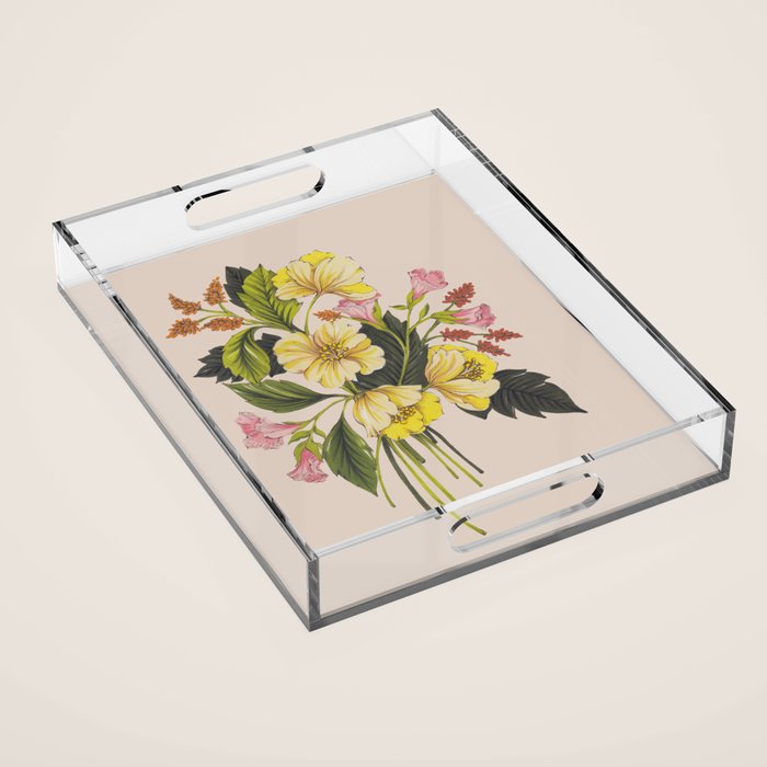 Yellow Flower bunch Acrylic Tray Gallery Image 1