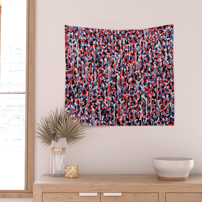 Graffiti style pattern - Berlin subway train seat camouflage design Wall Tapestry Gallery Image 2