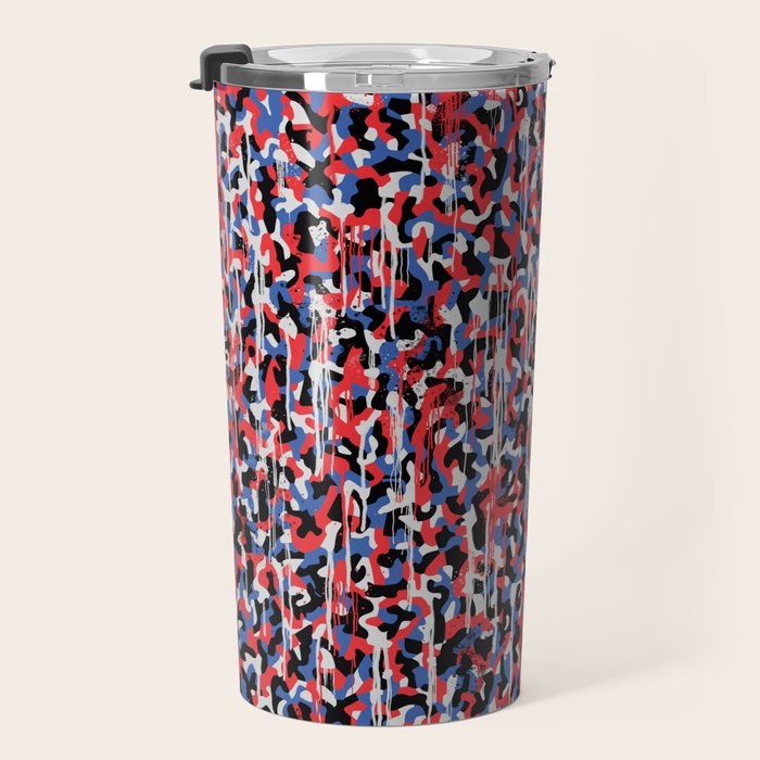 Graffiti style pattern - Berlin subway train seat camouflage design Travel Mug Gallery Image 3