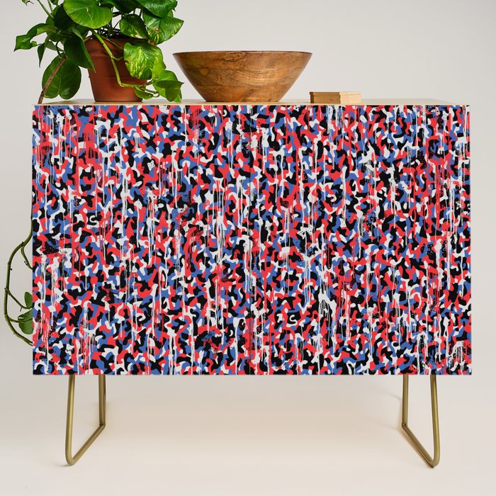 Graffiti style pattern - Berlin subway train seat camouflage design Credenza Gallery Image 1