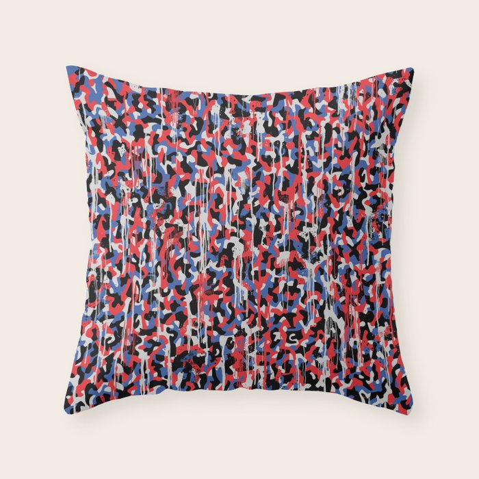 Graffiti style pattern - Berlin subway train seat camouflage design Throw Pillow Gallery Image 6