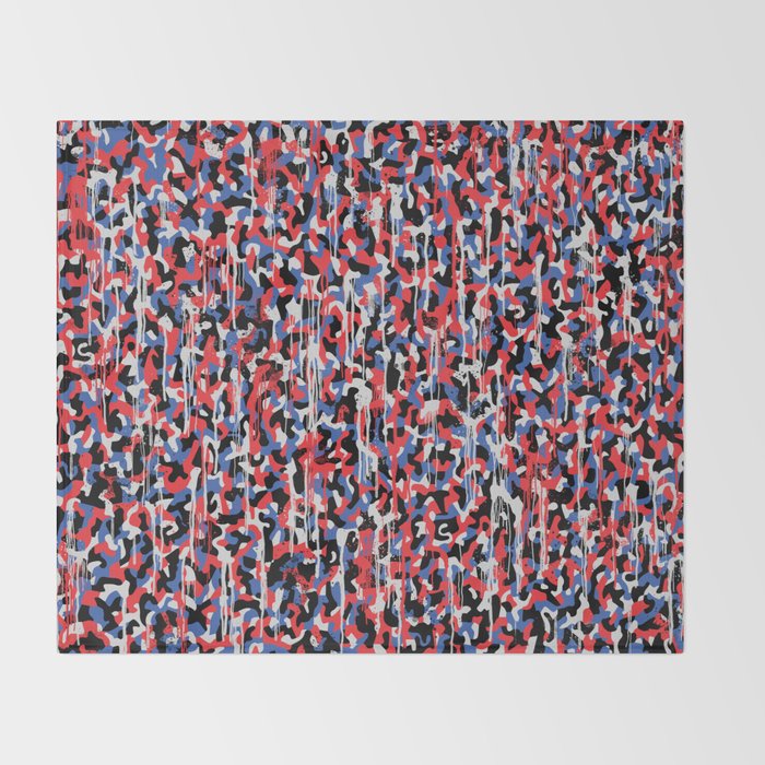 Graffiti style pattern - Berlin subway train seat camouflage design Throw Blanket Gallery Image 2