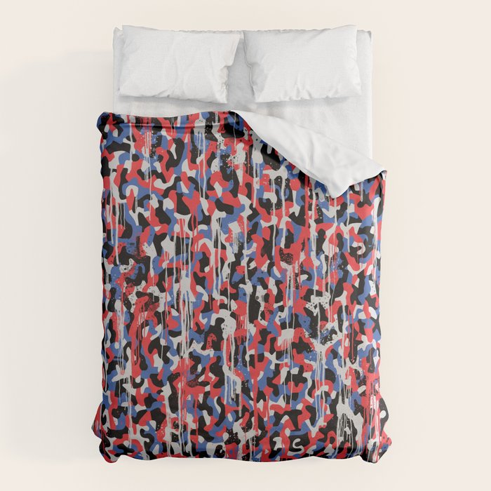 Graffiti style pattern - Berlin subway train seat camouflage design Duvet Cover Gallery Image 1