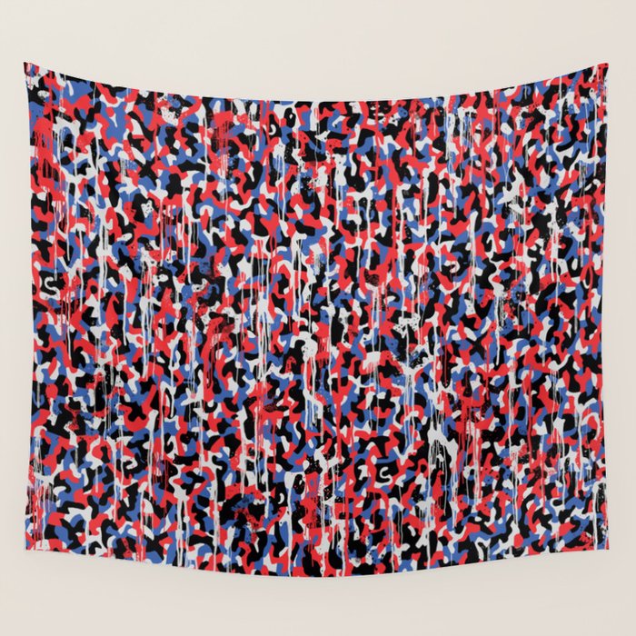 Graffiti style pattern - Berlin subway train seat camouflage design Wall Tapestry Gallery Image 1