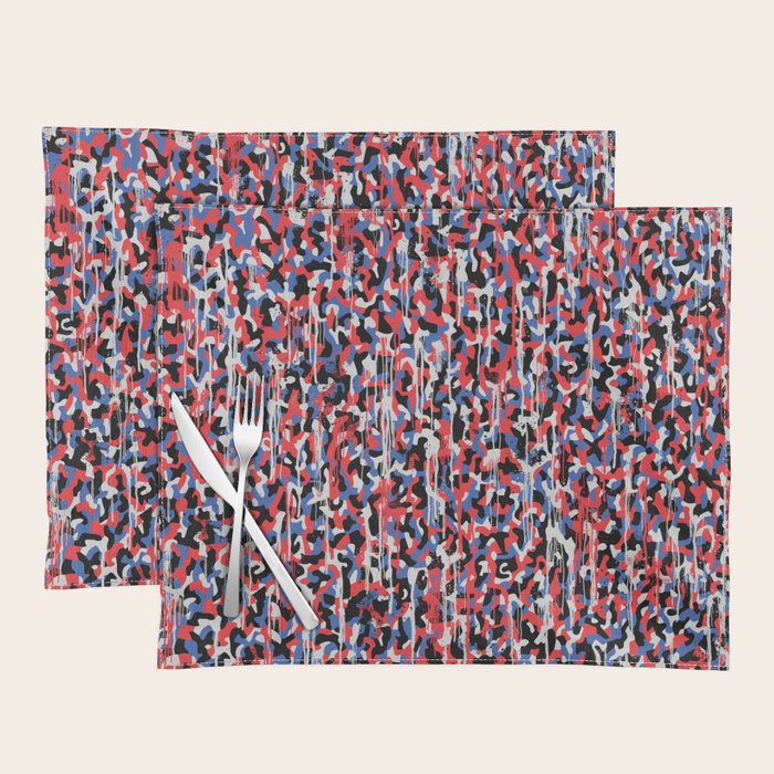 Graffiti style pattern - Berlin subway train seat camouflage design Placemat