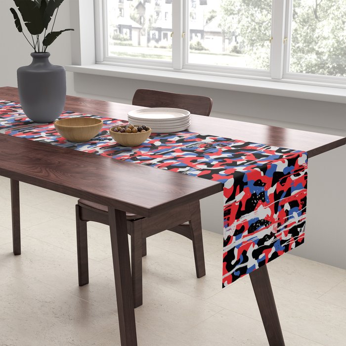 Graffiti style pattern - Berlin subway train seat camouflage design Table Runner Gallery Image 2