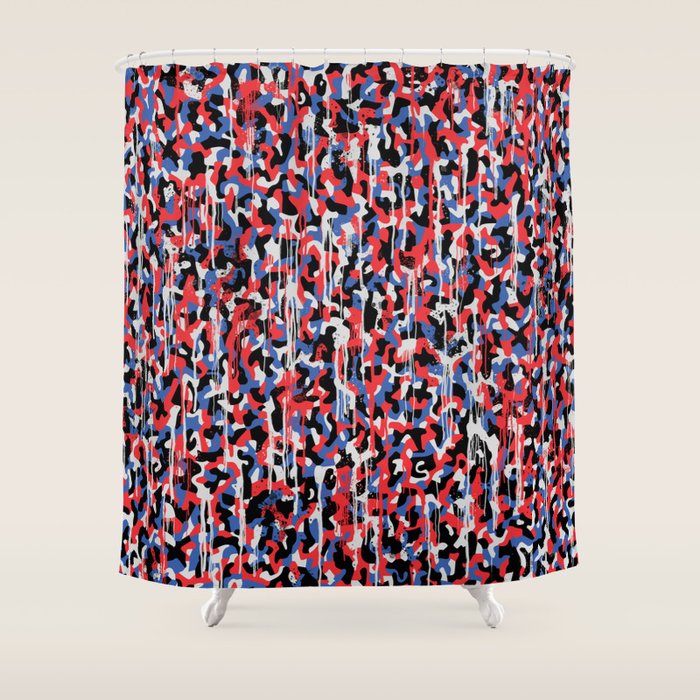 Graffiti style pattern - Berlin subway train seat camouflage design Shower Curtain Gallery Image 1