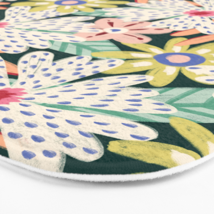 Summer Bloom - Dark Green Background  Bath Mat Gallery Image 3