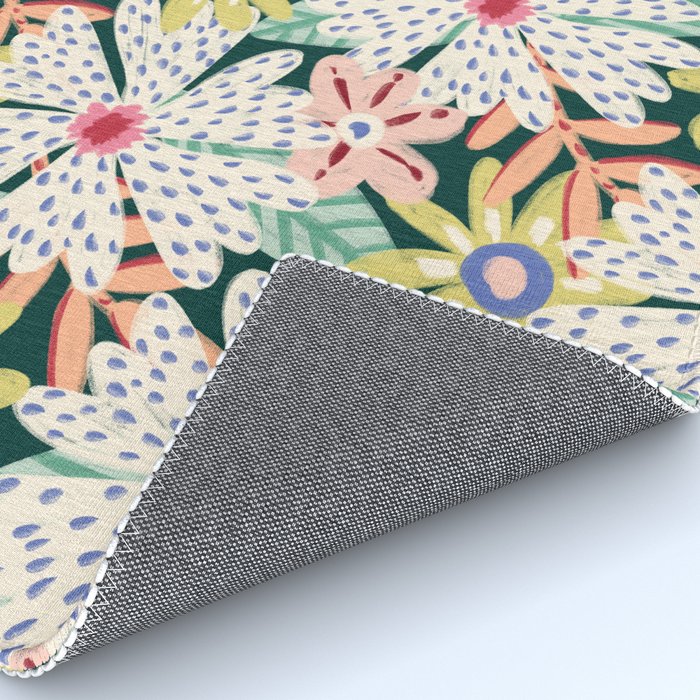 Summer Bloom - Dark Green Background  Rug Gallery Image 4