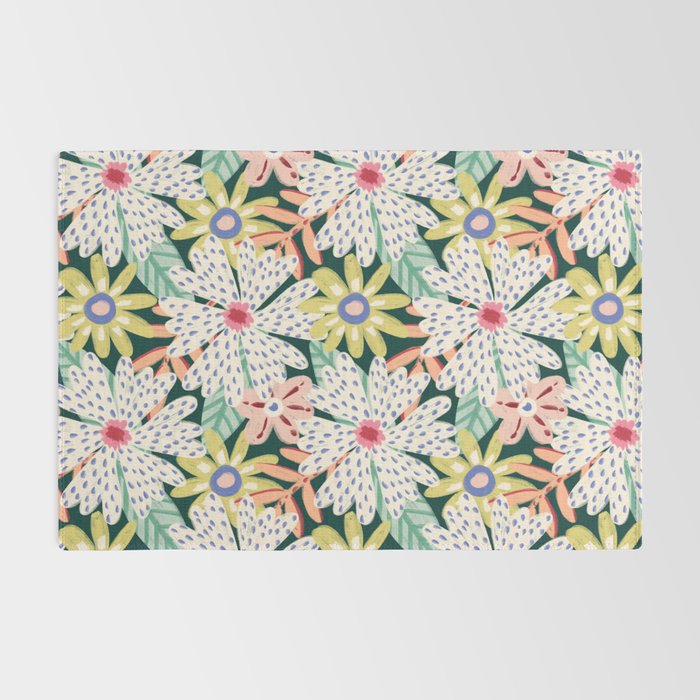 Summer Bloom - Dark Green Background  Rug Gallery Image 2