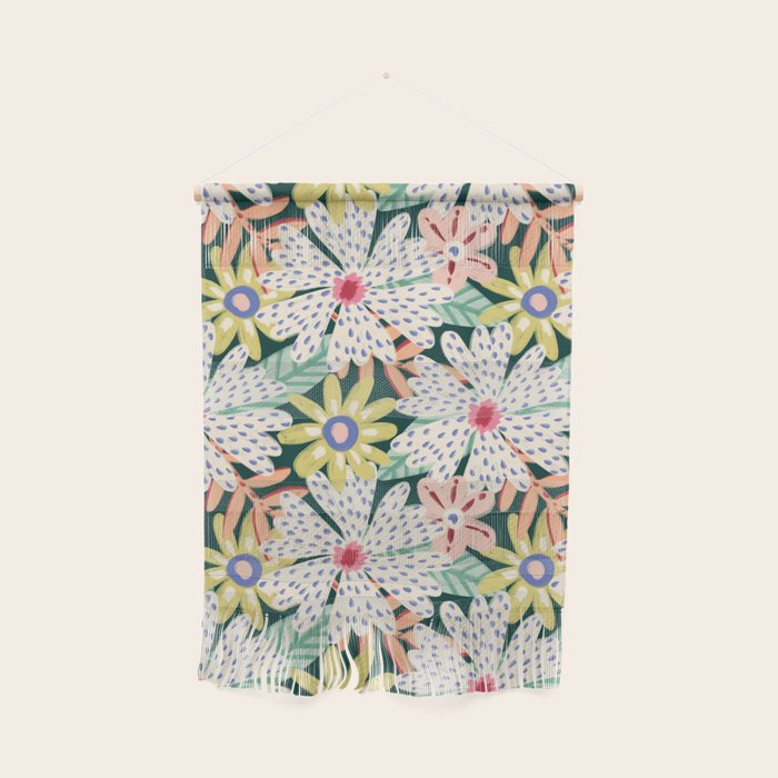Summer Bloom - Dark Green Background  Wall Hanging Gallery Image 1