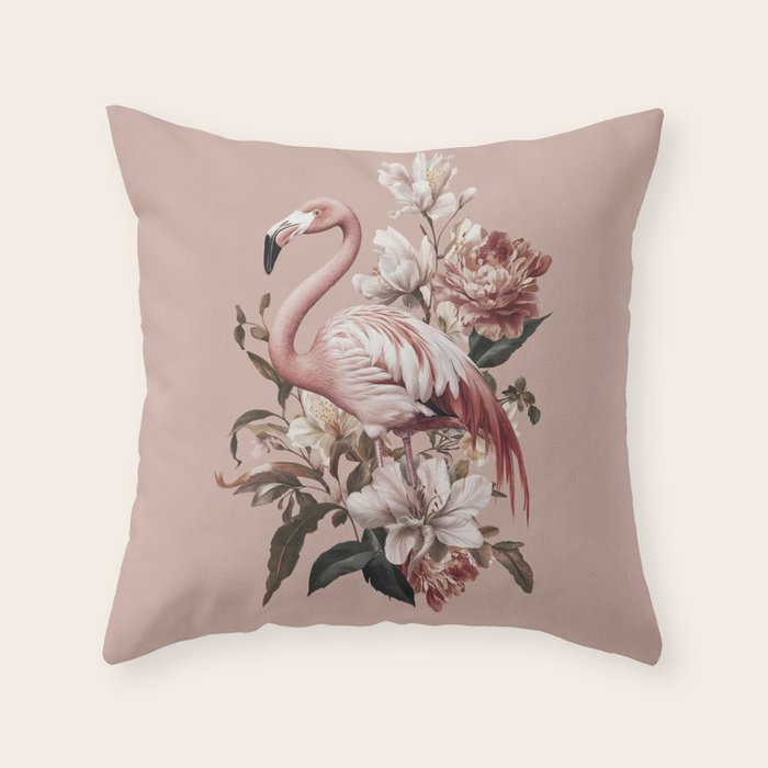 Floral Flamingo Romantic Serenade Throw Pillow Gallery Image 6