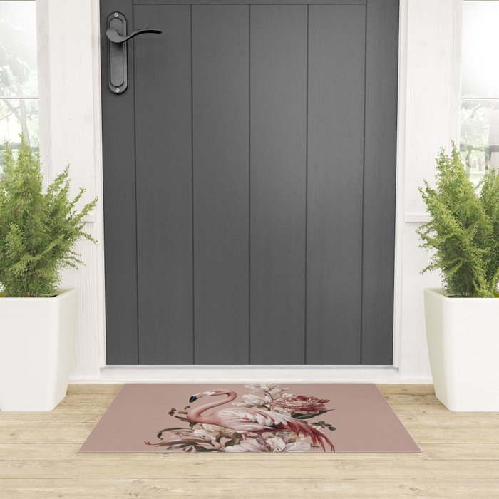 Floral Flamingo Romantic Serenade Welcome Mat Gallery Image 3
