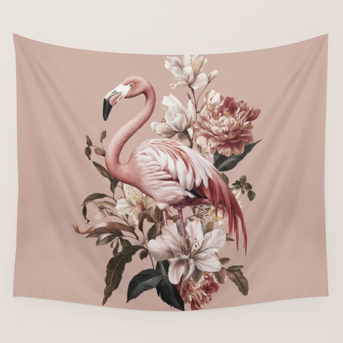 Floral Flamingo Romantic Serenade Wall Tapestry Gallery Image 4