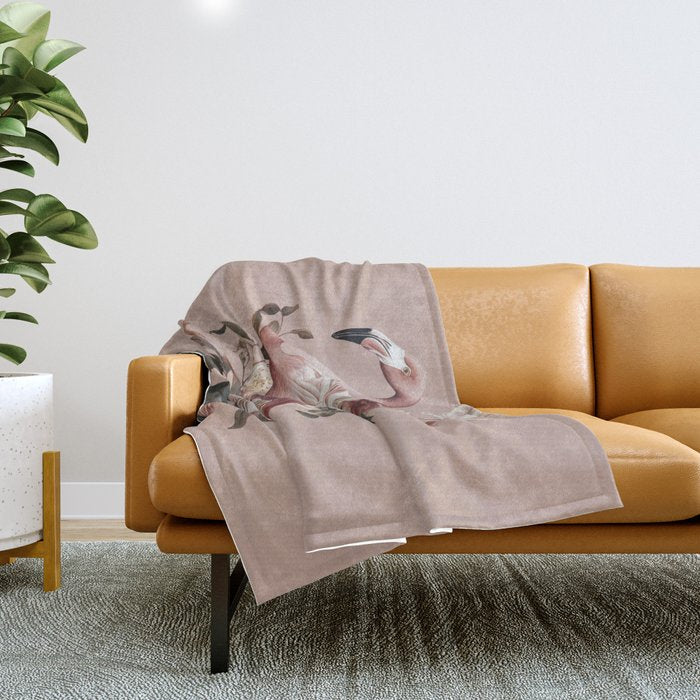 Floral Flamingo Romantic Serenade Throw Blanket Gallery Image 1