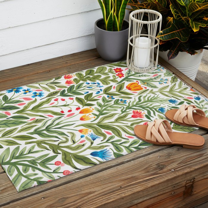 Blooming Flowers Outdoor Rug Gallery Image 2