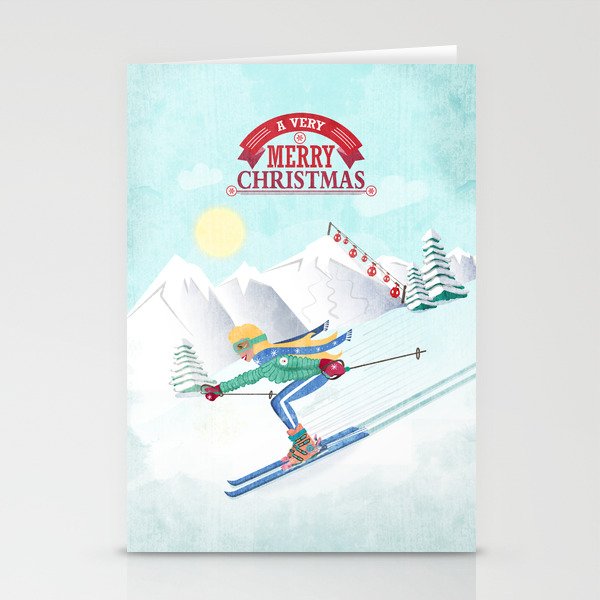 Skiing Girl Stationery Card Gallery Image 2