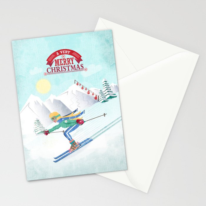 Skiing Girl Stationery Card Gallery Image 2