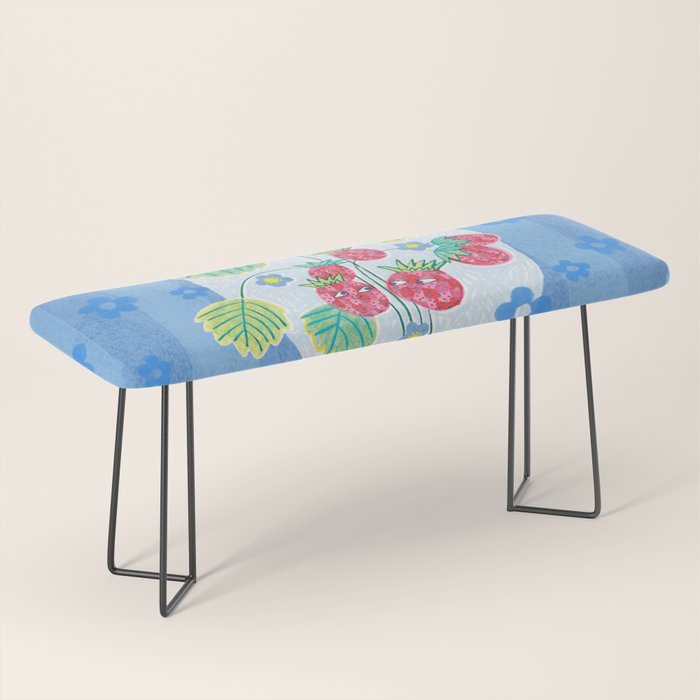 Sweet Strawberry Plant Friends in Sky Blue & Pink Bench Gallery Image 1