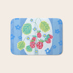 Sweet Strawberry Plant Friends in Sky Blue & Pink Bath Mat Gallery Image 1