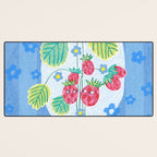 Sweet Strawberry Plant Friends in Sky Blue & Pink Desk Mat Gallery Image 3