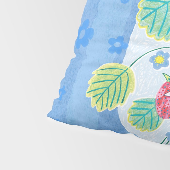 Sweet Strawberry Plant Friends in Sky Blue & Pink Pillow Sham Gallery Image 4