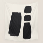 Mid Century Modern Minimalist Abstract Art Brush Strokes Black & White Ink Art Square Shapes Wall Tapestry Gallery Image 4